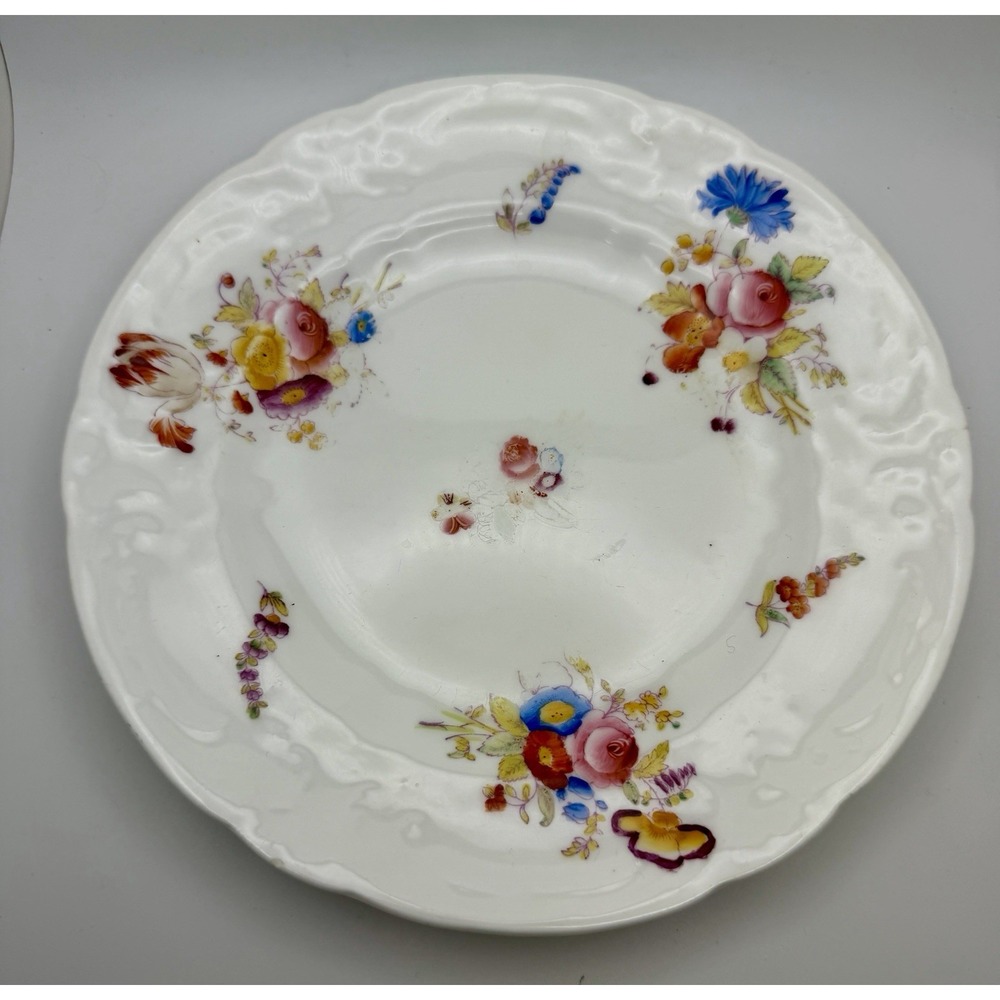 Antique Coalport Sevres Group 8417 Floral Luncheon Plate Embossed Molded 8.75"